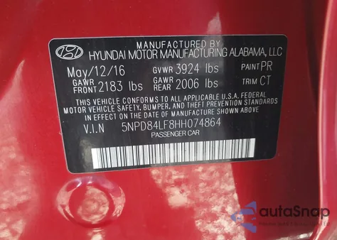 2017 Hyundai Elantra Limited from USA, damaged, VIN 5NPD84LF8HH074864